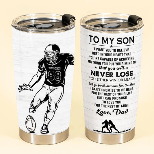 To My Son - Personalized Football Player Tumbler Cup - Gift For Son