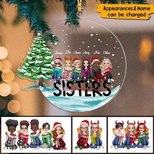 Sisters Forever - Personalized Acrylic Ornament - Christmas Gift For Sister, Family