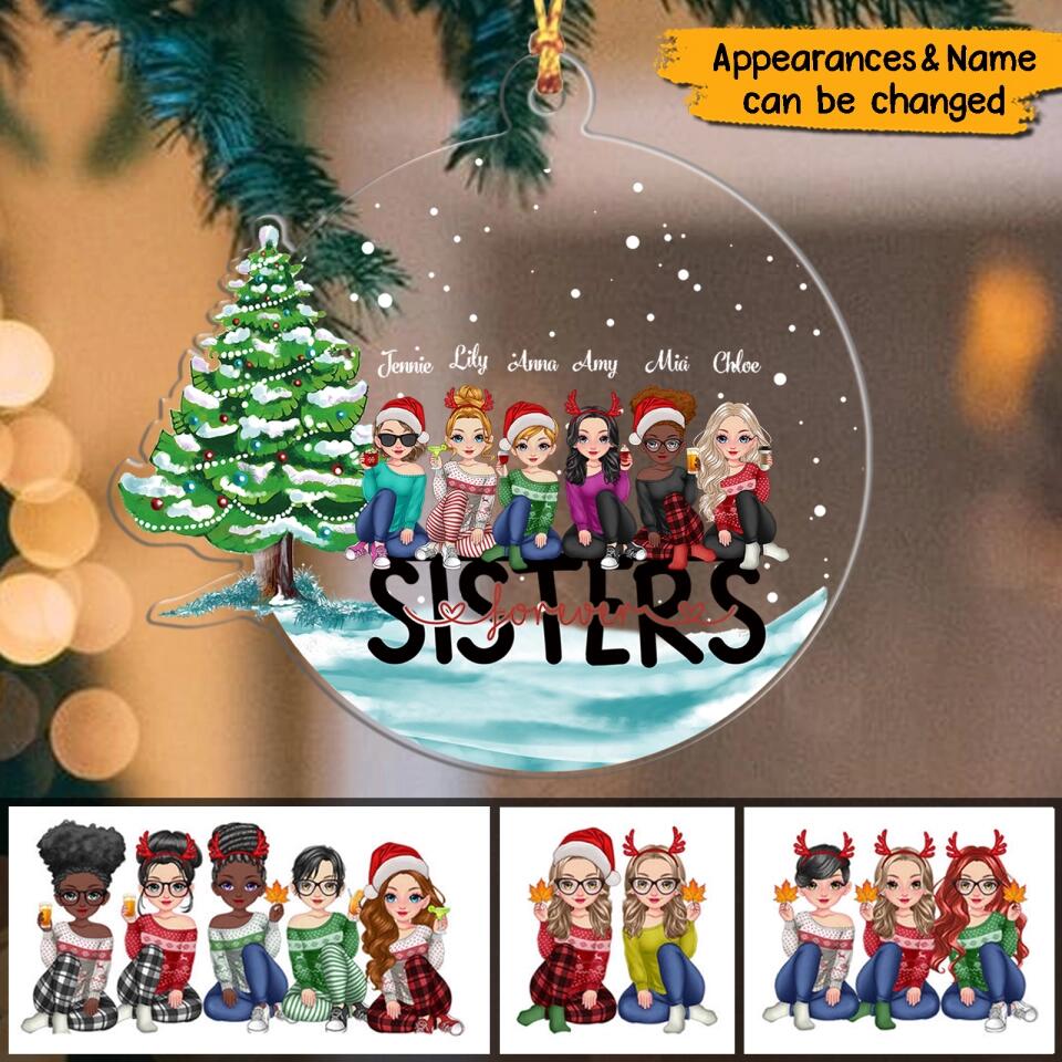 Sisters Forever - Personalized Acrylic Ornament - Christmas Gift For Sister, Family