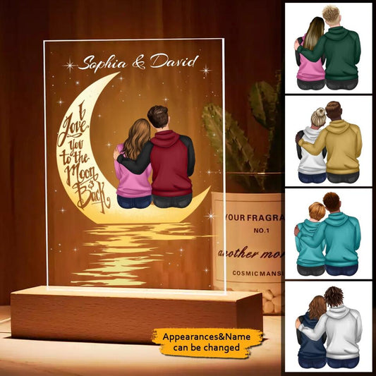 Couple Back View In The Moonlight Personalized Plaque LED Night Light