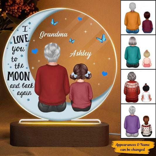 Grandma Grandkids Personalized Plaque LED Night Light - Acrylic LED Lamp - Gift For Grandma