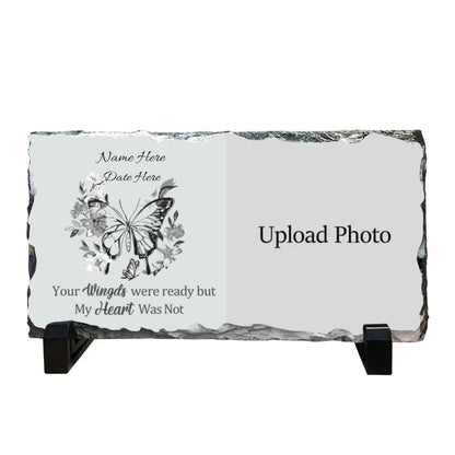 Your Wings Were Ready My Heart Was Not - Personalized Memorial Photo Slate Plaque