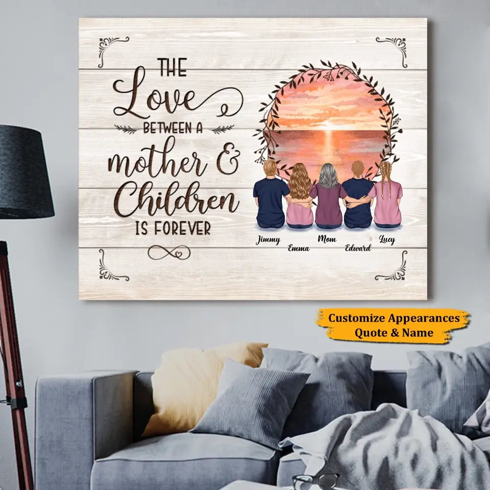 Mother and Children Forever Linked Together - Daughter&Son Personalized Canvas,Gift For Mom