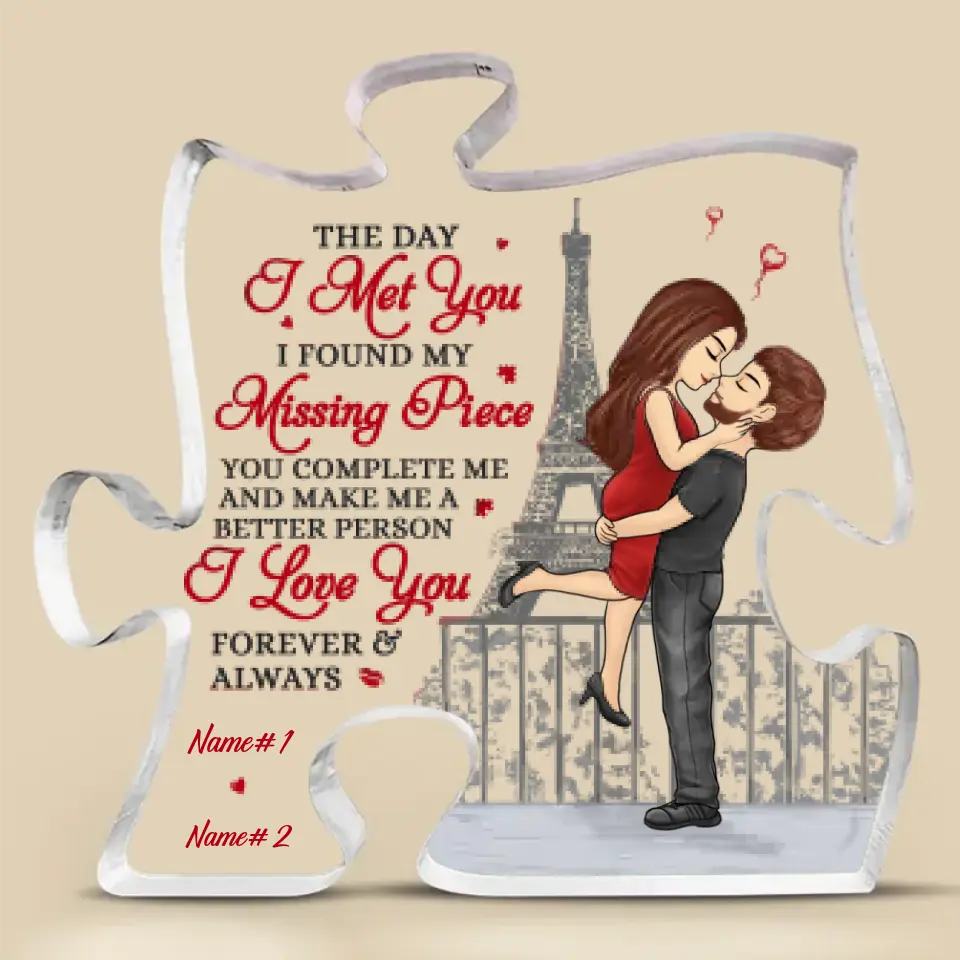 I Love You Forever And Always - Couple Personalized Custom Puzzle Shaped Acrylic Plaque - Gift For Husband Wife, Anniversary