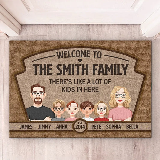 There's Like A Lot Of Kids In Here - Family Personalized Custom Home Decor Decorative Mat - Gift For Family Members