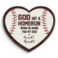 God Hit A Homerun When He Made You Our Dad - Family Personalized Custom Heart Shaped Home Decor Wood Sign - House Warming Gift For Dad, Grandpa