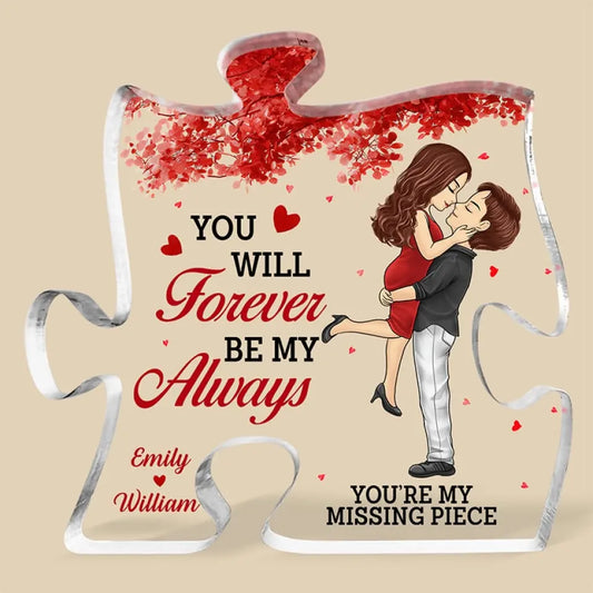 From Our First Kiss Till Our Last Breath - Couple Personalized Custom Puzzle Shaped Acrylic Plaque - Christmas Gift For Husband Wife, Anniversary