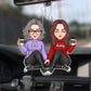 Cute Mom Daughter Sitting Personalized Acrylic Car Hanging Ornament