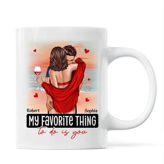 Couple Standing Kissing At Beach Personalized Mug