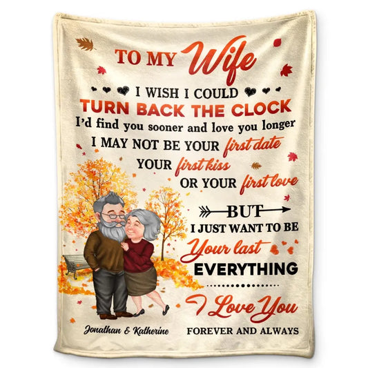 Old Couple To My Wife Turn Back The Clock - Gift For Couples - Personalized Fleece Blanket, Sherpa Blanket