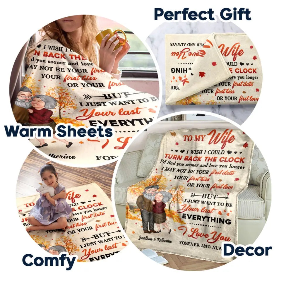 Old Couple To My Wife Turn Back The Clock - Gift For Couples - Personalized Fleece Blanket, Sherpa Blanket