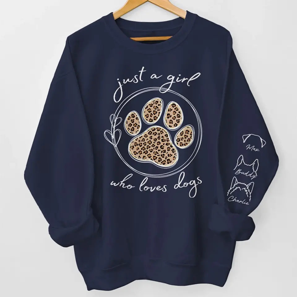 A Girl Who Loves Pets - Dog & Cat Personalized Custom Unisex Sweatshirt With Design On Sleeve - Gift For Pet Owners, Pet Lovers