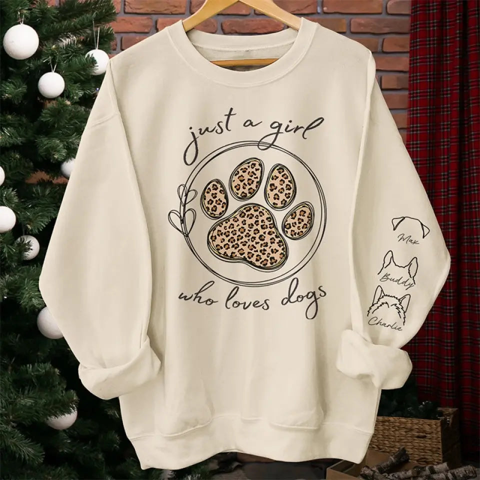 A Girl Who Loves Pets - Dog & Cat Personalized Custom Unisex Sweatshirt With Design On Sleeve - Gift For Pet Owners, Pet Lovers