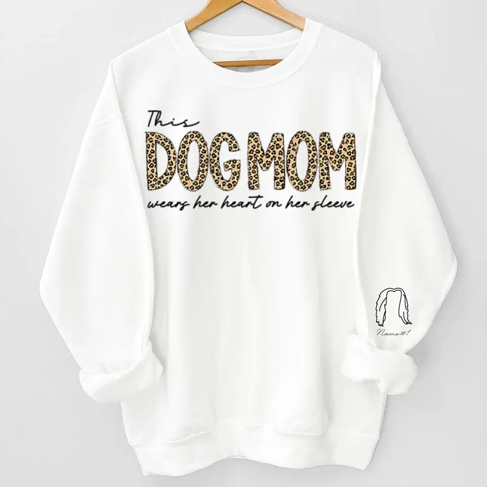 Fur Mama Wears Heart On Sleeve - Dog Personalized Custom Unisex Sweatshirt With Design On Sleeve - Gift For Pet Owners, Pet Lovers