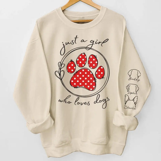 Just A Beautiful Girl Who Loves Pets - Dog & Cat Personalized Custom Unisex Sweatshirt With Design On Sleeve - Gift For Pet Owners, Pet Lovers