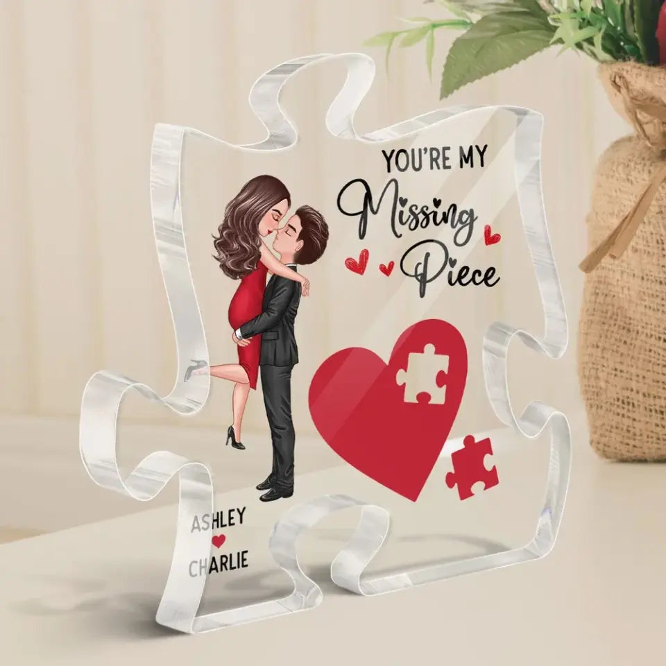 Couple Missing Piece Red Heart Valentine‘s Day Gift For Her Gift For Him Personalized Acrylic Plaque