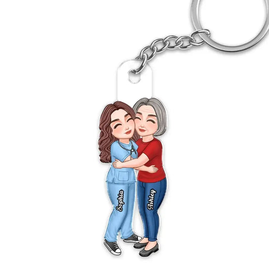 Mom & Daughter Son By Custom Occupation Firefighter, Nurse, Police Officer, Teacher Mother‘s Day Gift Personalized Acrylic Keychain