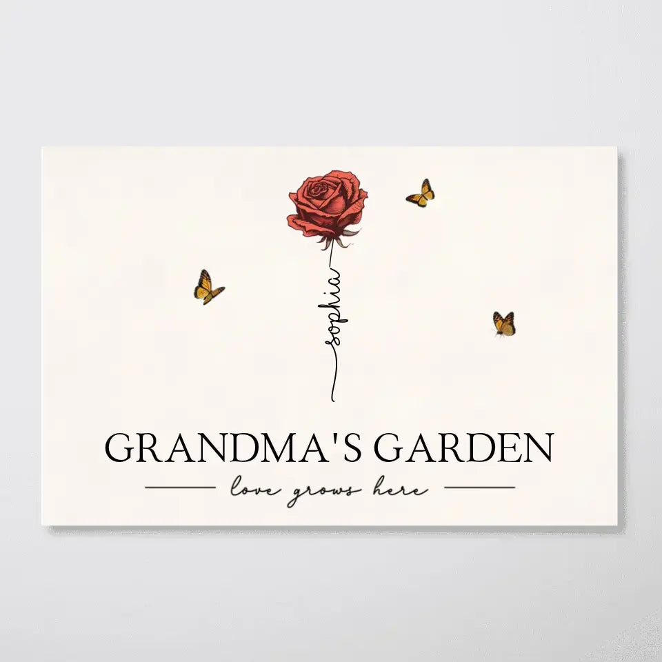 Grandma‘s Garden Love Grows Here Beautiful Birth Month Flower Gift For Grandma Mom Personalized Poster