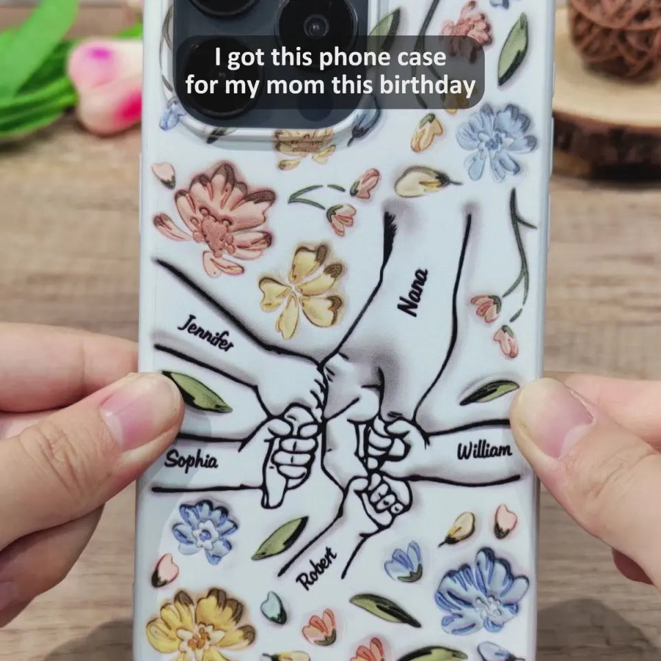 Hand In Hand, I Will Always Protect You - Gift For Mom, Grandma - 3D Inflated Effect Printed Personalized Clear Phone Case