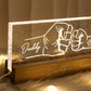 Dad Grandpa And Kids Fist Bump Outline Personalized Acrylic LED Night Light