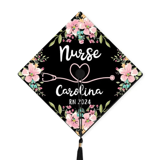 Nurse Graduation Gift Floral Theme Personalized Graduation Cap Topper