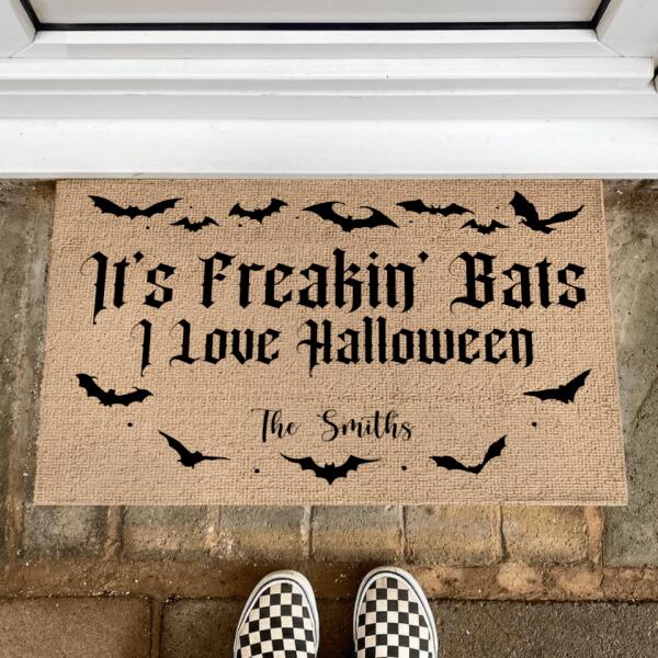 Its Freakin Bats I Love Halloween - Gothic Funny Personalized Door Mat