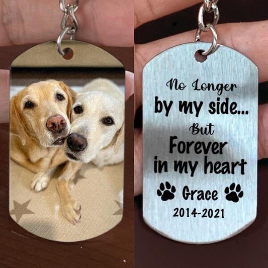 No Longer By My Side, But Forever In My Heart - Pet Dog Memorial Keychain