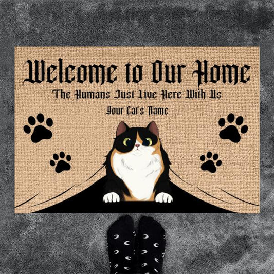 Welcome to Cat's Home - Gothic Personalized Pet Decorative Mat