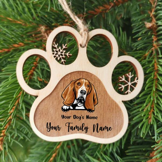 Personalized Dog Paw Ornament - 2 Versions