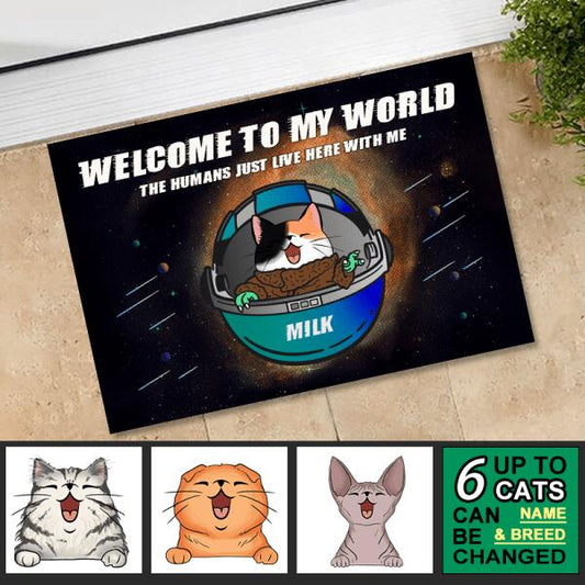 Welcome To Our World - Baby Cat Personalized Door Mat