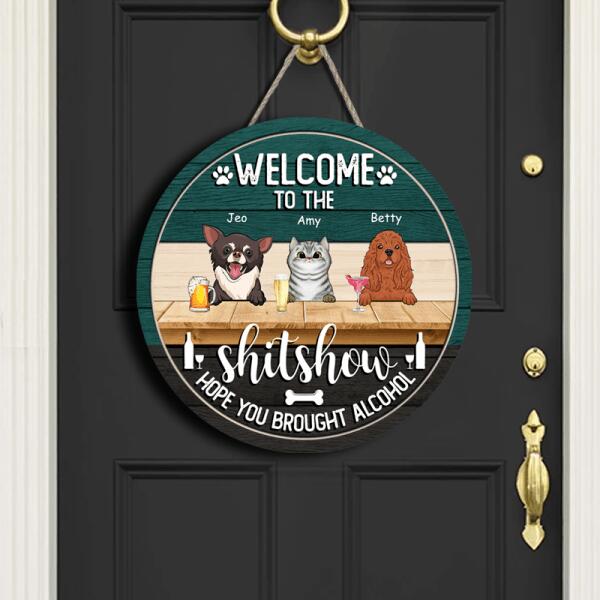 Welcome to the Shitshow - Personalized Cat and Dog Christmas Door Sign