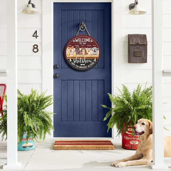 Welcome to the Shitshow - Personalized Cat and Dog Christmas Door Sign
