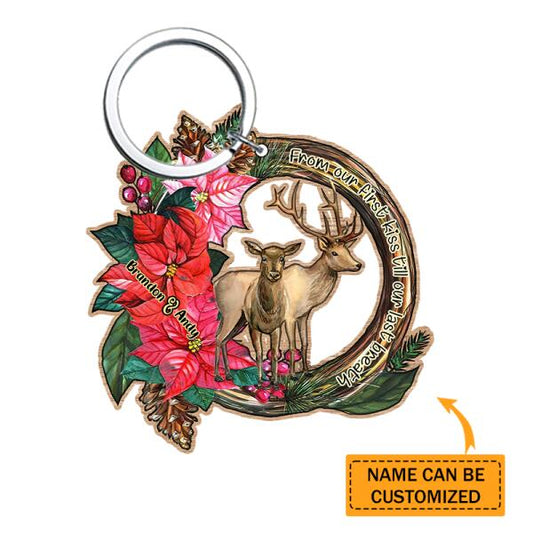 From Our First Kiss Till Our Last Breath - Personalized Couple Elk Keychain