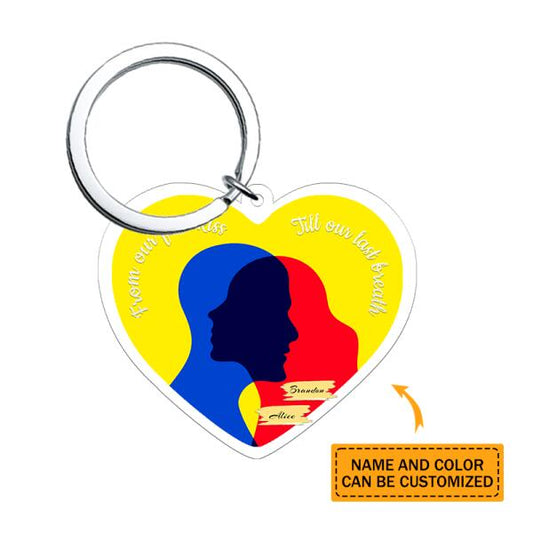 Personalized Couple Heart-Shape Transprent Acrylic Keychain