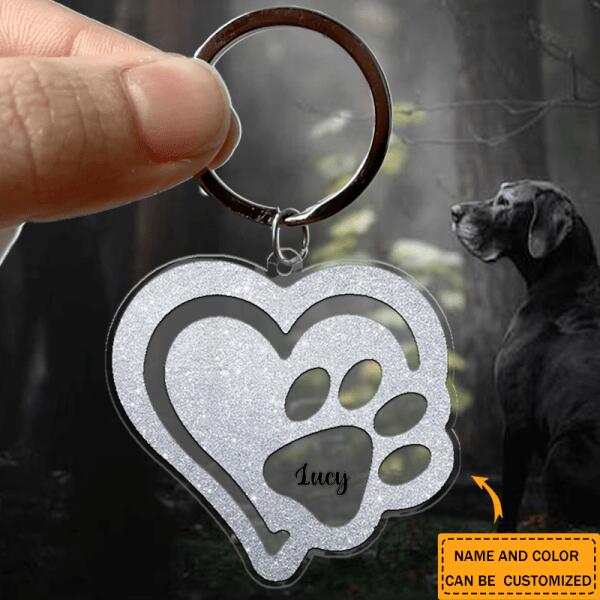 Personalized Paw And Heart Shape Acrylic Keychain