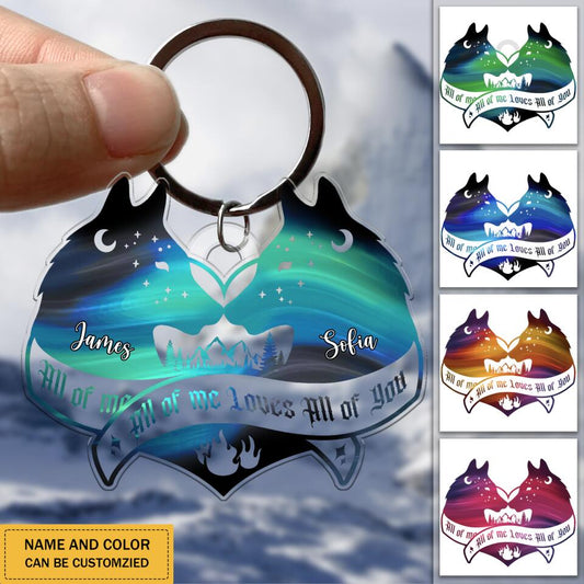 Personalized Wolf Couple Custom Name Acrylic Keychain