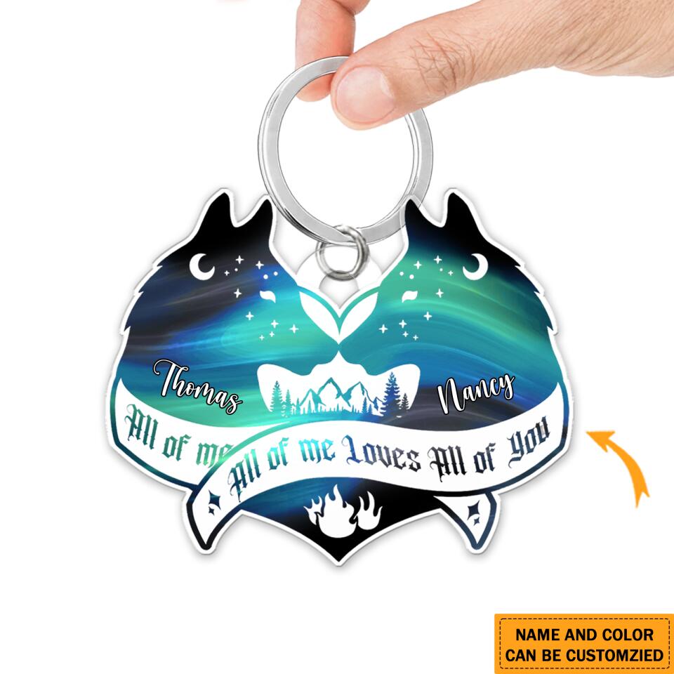 Personalized Wolf Couple Custom Name Acrylic Keychain