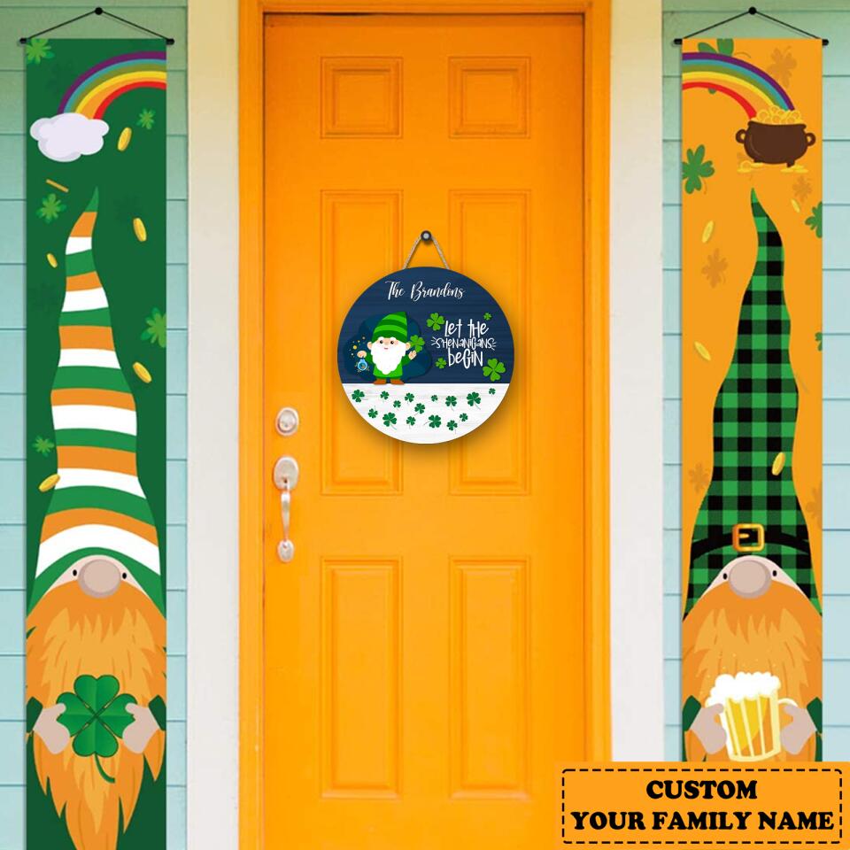 Let The Shenanigans Begin - Personalized  St Patrick's Day Wooden Door Sign