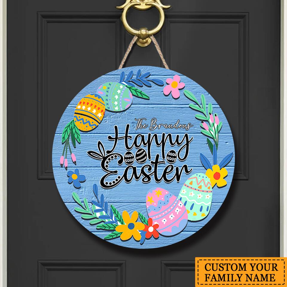 Happy Easter - Personalized Funny Wooden Door Sign