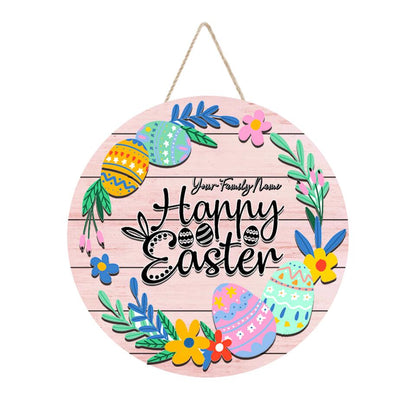Happy Easter - Personalized Funny Wooden Door Sign