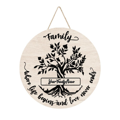 Personalized Family Tree Custom Name Wooden Door Sign