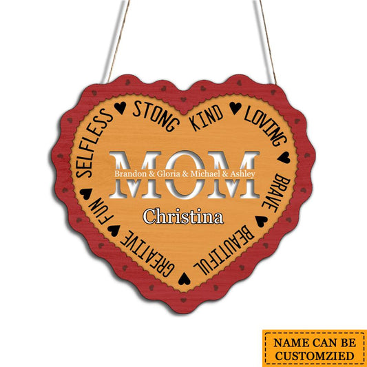 Personalized Mom Gift Custom Name Wooden Wall Sign