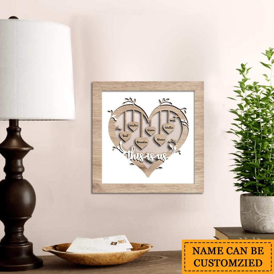 This Is Us-Personalized Heart Shape Custom Name Wooden Frame
