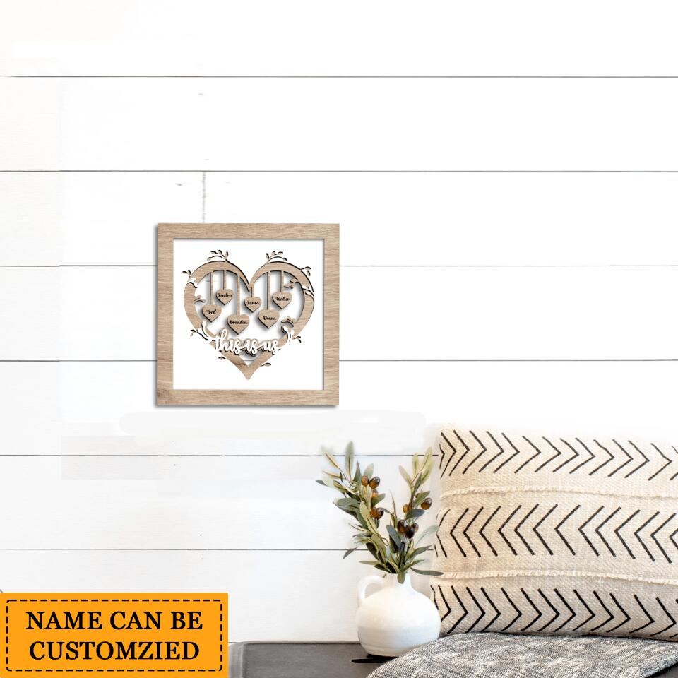 This Is Us-Personalized Heart Shape Custom Name Wooden Frame