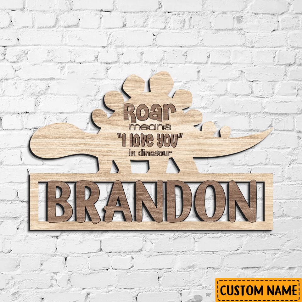 Personalized Kid Dinosaur Custom Name Wooden Wall Sign