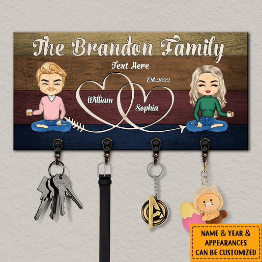 Personalized Gift For Couples, Husband Wife Custom Text/Appearances/Year Wooden Key Hanger
