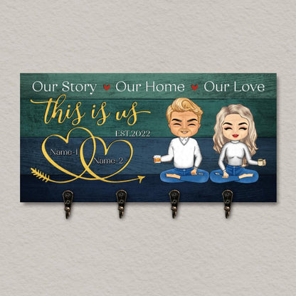 This Is Us - Personalized Gift For Couples Wooden Key Hanger
