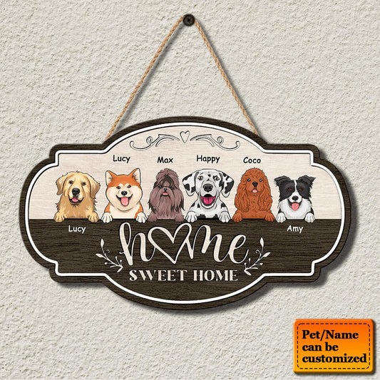 Home Sweet Home - Personalized Cat&Dog Custom Name Wooden Wall Sign