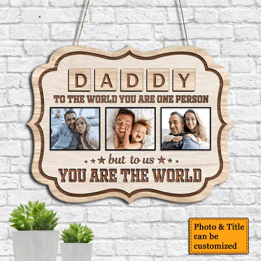 Father's Day - Personalized Father and Grandpa Gift Custom Photo&Title Wooden Wall Sign