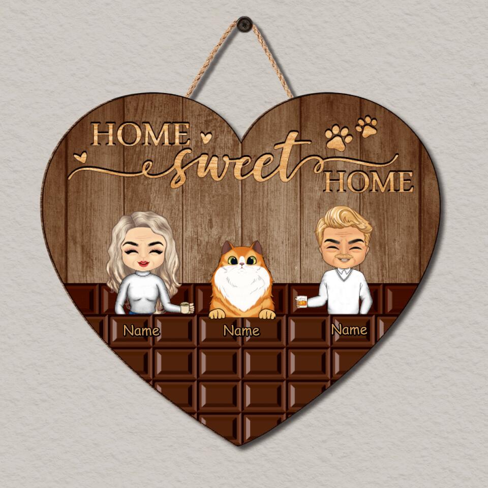 Home Sweet Home - Personalized Cat&Dog Custom Name Wooden Wall Sign